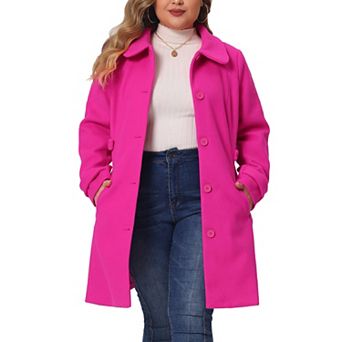 Women's Plus Size Coats Peter Pan Collar Cuff Single Breasted Trench Jacket Winter Long Coat