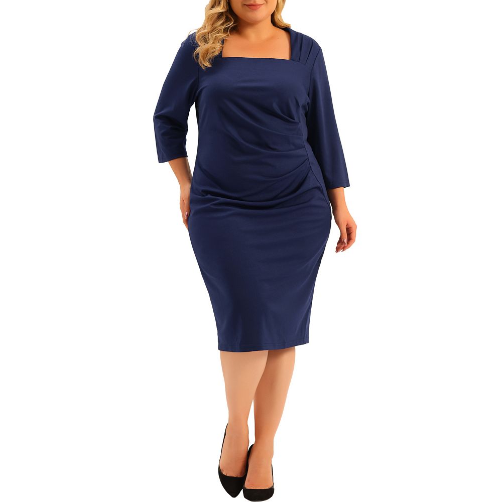 beautiful blue dress for wedding guest Sweetheart Dark Navy Blue Pearl Long Wedding Guest Dress with Split