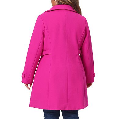 Women's Plus Size Coats Peter Pan Collar Cuff Single Breasted Trench Jacket Winter Long Coat