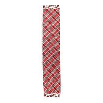 National Tree Company HGTV 14"x72" Oblong Plaid Christmas Tassel Table Runner