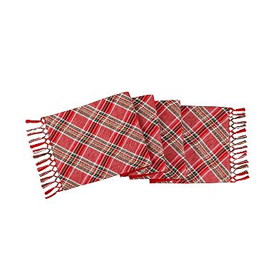 National Tree Company HGTV 14"x72" Oblong Plaid Christmas Tassel Table Runner