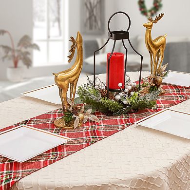 National Tree Company HGTV 14"x72" Oblong Plaid Christmas Tassel Table Runner