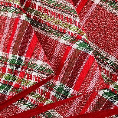 National Tree Company HGTV 14"x72" Oblong Plaid Christmas Tassel Table Runner