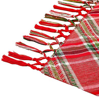 National Tree Company HGTV 14"x72" Oblong Plaid Christmas Tassel Table Runner