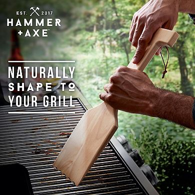 Hammer & Axe Wood Grill Scraper with Built-In Bottle Opener