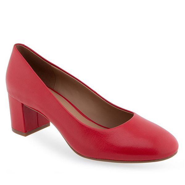Aerosoles Ebel Women's Dress Pumps - Racing Red Leather (12 WIDE)
