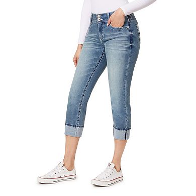 Juniors' WallFlower Insta Stretch Luscious Curvy Mid-Rise Bling Crop Jeans