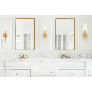 Gold Wall Sconce Sets of 2 Beige Linen Shade Plug-in Porch Light