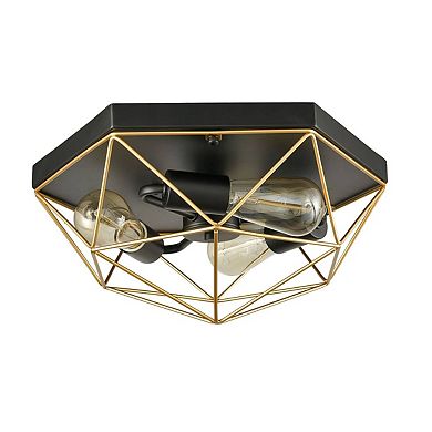 Modern Brass Metal Frame Caged Flush Mount Ceiling Lights