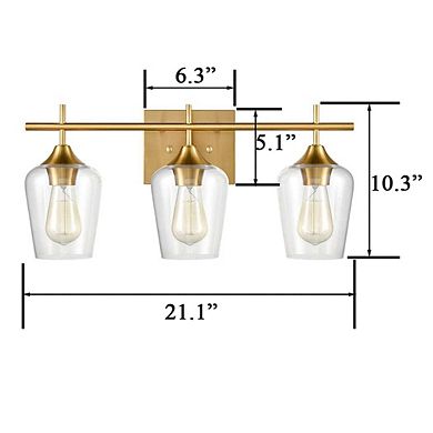 Lighting Brass Wall Sconce Bathroom Vanity 3-Light