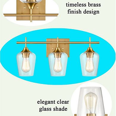 Lighting Brass Wall Sconce Bathroom Vanity 3-Light