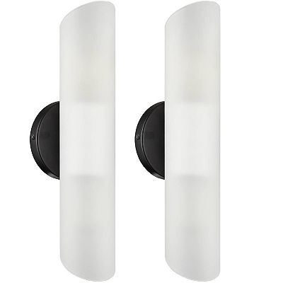 Modern Bathroom Sconce Cylinder Fixture Set of Two Black