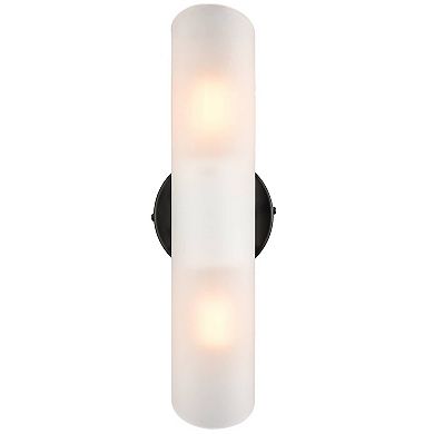 Modern Bathroom Sconce Cylinder Fixture Set of Two, Black