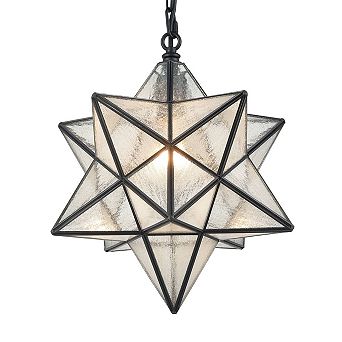 Moravian Star Pendant Light 14-inch Seeded Glass Shade