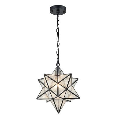 Moravian Star Pendant Light 14-inch Seeded Glass Shade