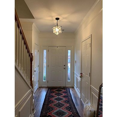 Moravian Star Pendant Light 14-inch Seeded Glass Shade