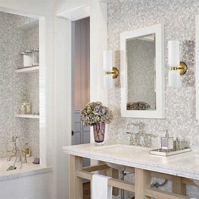 2-Pack Modern Gold Wall Sconces 2-Light Vanity Light,Milky White Glass
