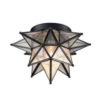 Seeded Glass Moravian Star Flush Mount Ceiling Light