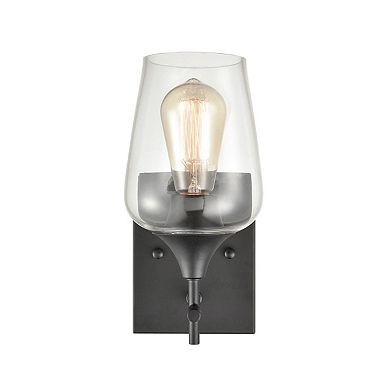 Industrial Clear Glass Wall Sconces Matte Black Bathroom Wall Lights