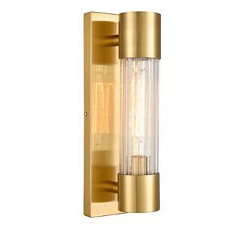 Modern Brass Wall Sconce Light Bathroom Vanity Light with Crackle Glass