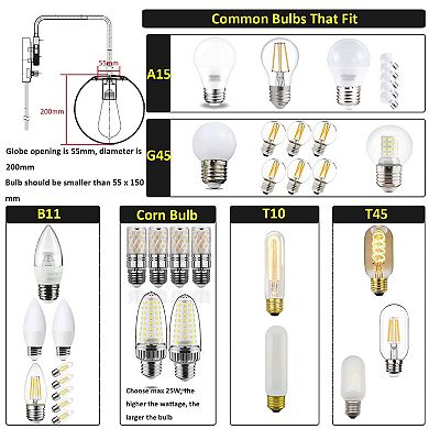 Plug-in Brass Wall Sconce Opal Globe Glass Modern Wall Sconce