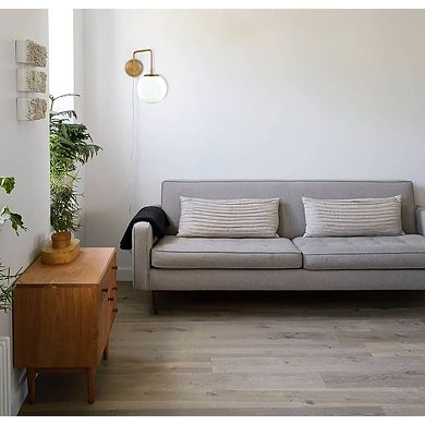 Plug-in Brass Wall Sconce Opal Globe Glass Modern Wall Sconce