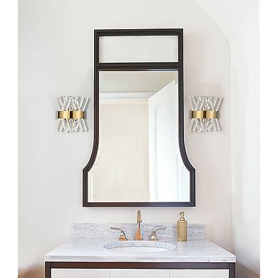 Modern Brass Crystal Wall Sconce Lighting Fixture 2 Pack