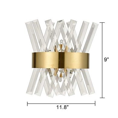 Modern Brass Crystal Wall Sconce Lighting Fixture 2 Pack