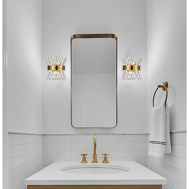Modern Brass Crystal Wall Sconce Lighting Fixture 2 Pack