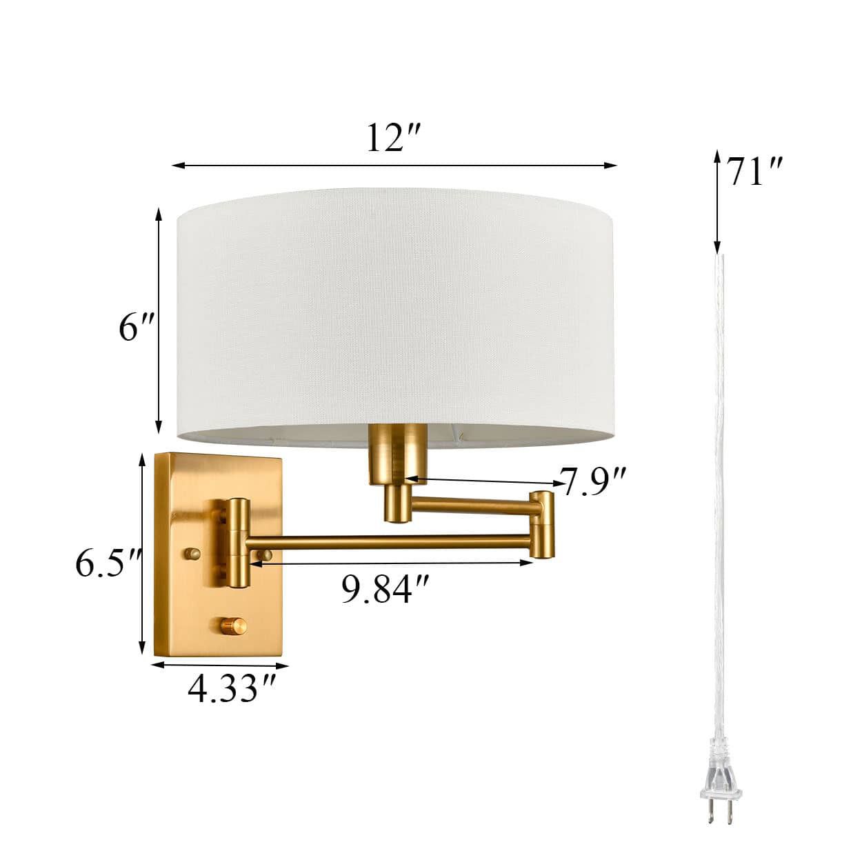 thumbnail image 2 of KOONTING Plug-in Wall Sconce Set Of 2 - Beige Fabric Shade Rustic Wall Lamps For Bedroom & Living Room 2 of 13