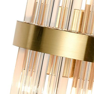Modern Gold Brass Glass Crystal Wall Sconce, Set of 2