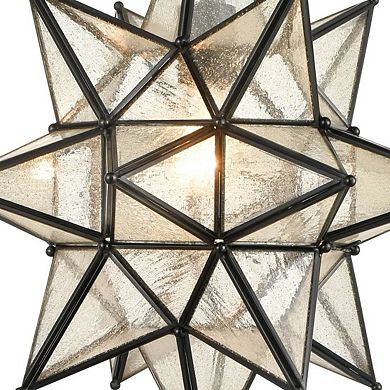 Moravian Star Pendant Chandelier Seeded Glass Black Light 15 Inches