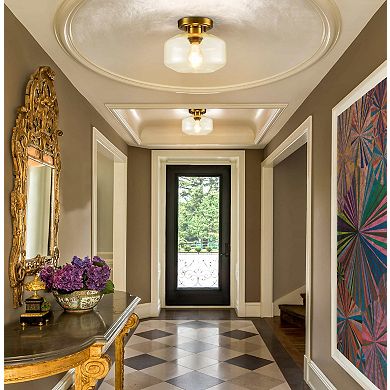 Modern Semi Flush Ceiling Lights Open Glass Drum Shade