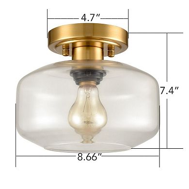 Modern Semi Flush Ceiling Lights Open Glass Drum Shade