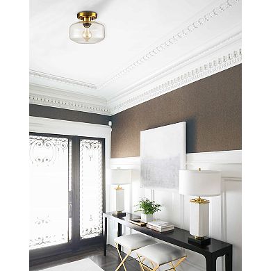 Modern Semi Flush Ceiling Lights Open Glass Drum Shade