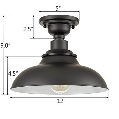 Farmhouse Ceiling Light Semigloss Black Semi Flush Ceiling Lighting