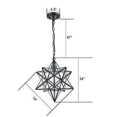 Moravian Star Pendant Lights Clear Glass Shade , 14-Inch