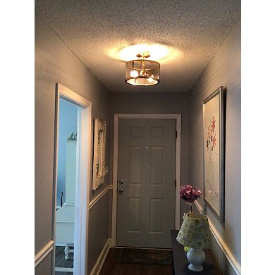 Brass Flush Mount Ceiling Light Drum Metal Shade