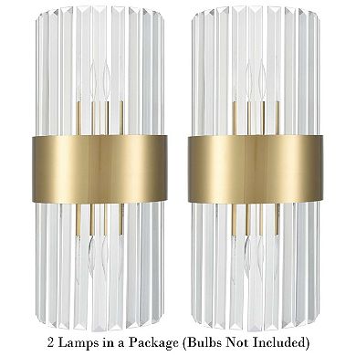 Crystal Wall Sconces Set of 2 Brass Gold Wall Light Fixture