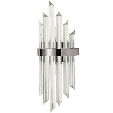 Modern Glass Rod Wall Sconces Titanium Black Finish Set of 2