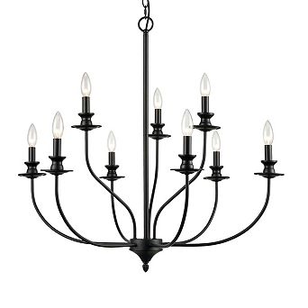 Farmhouse Chandelier Black Candle Chandelier for Dining