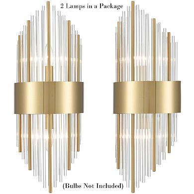Brass Wall Sconces Lighting 2 Pack Elegant Glass Rod Wall Mount Lamp