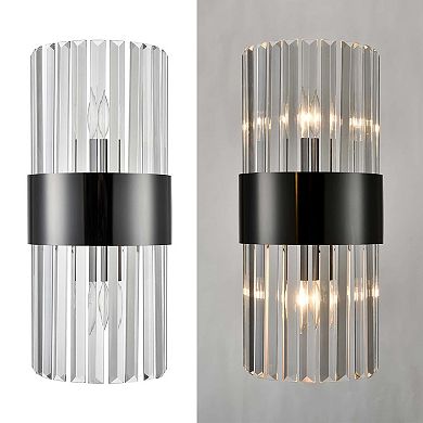 Titanium Black and Clear Glass Wall Sconces Lighting 2-Pack