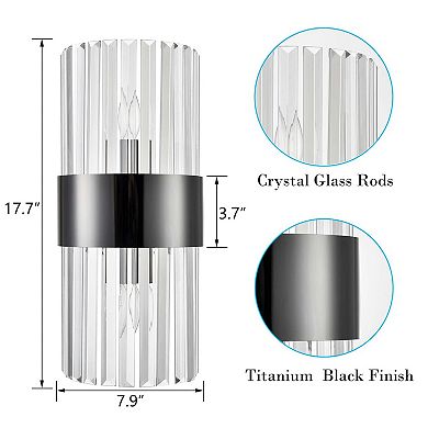 Titanium Black and Clear Glass Wall Sconces Lighting 2-Pack