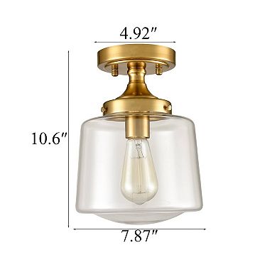 Mid Century Glass Semi Flush Mount Ceiling Light
