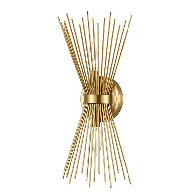 Wall Sconce Lamp Brass 2-Light Vanity Mid-Century Starburst