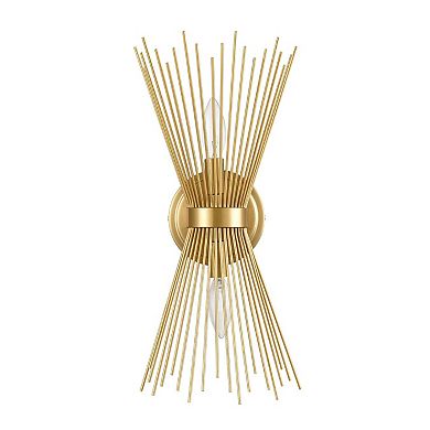 Wall Sconce Lamp Brass 2-Light Vanity Mid-Century Starburst