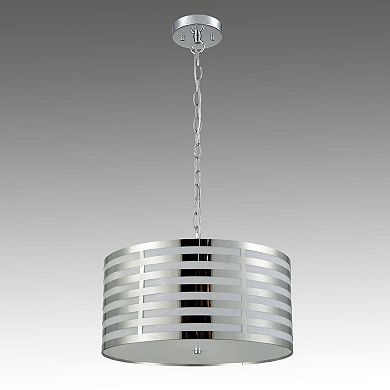 Modern Pendant Chandelier Chrome Finish with Drum Shade