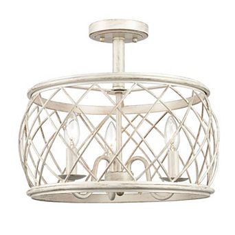 Modern Farmhouse Drum Semi-Flush Ceiling Light Metal Cage