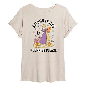Juniors' Disney Princess Autumn Leaves Pumpkins Graphic Tee